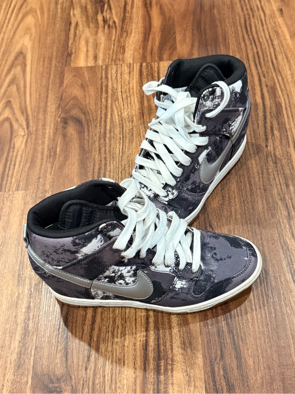 Nike Women’s Dunk Sky High Print Black Shoes 543258-004 Size 7.5 Wedge